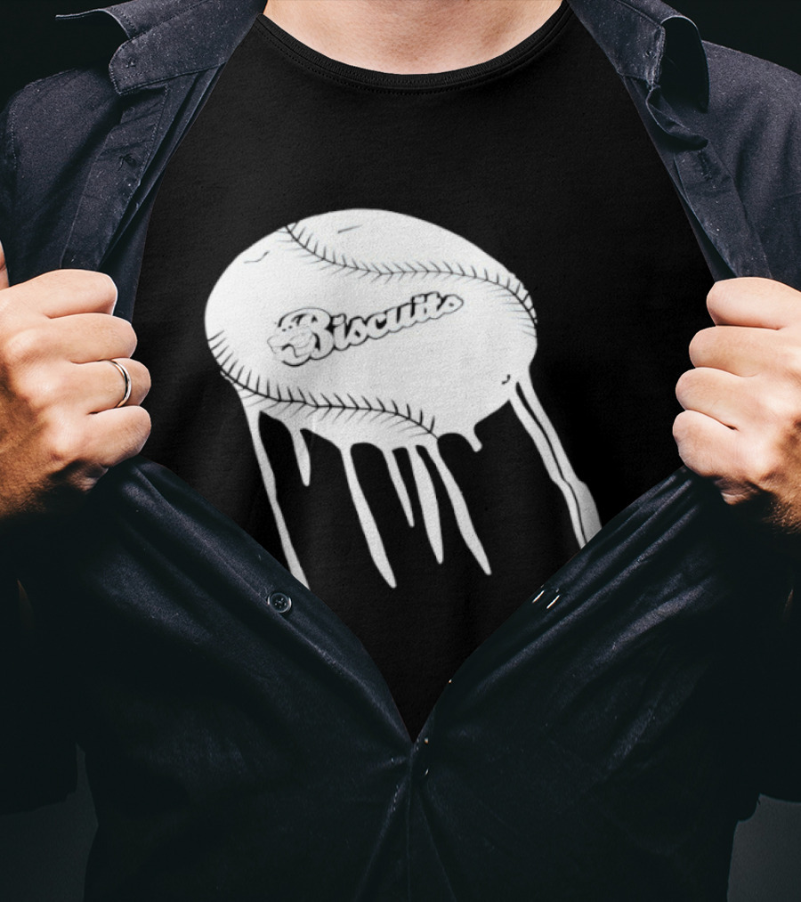 Montgomery Biscuits Baseball Dripping Melted Effect T-Shirt