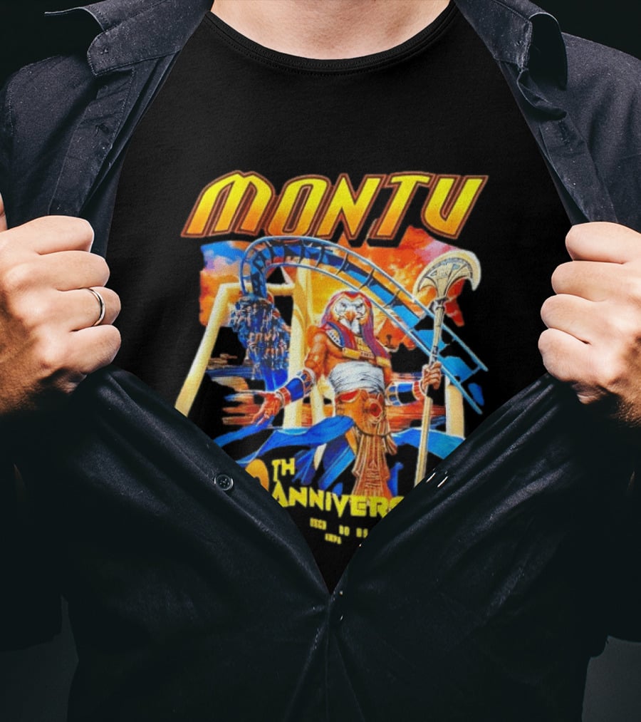 Montu 30th Anniversary Busch Gardens Tampa 1996 2023 Roller Anubis Egyptian T-Shirt