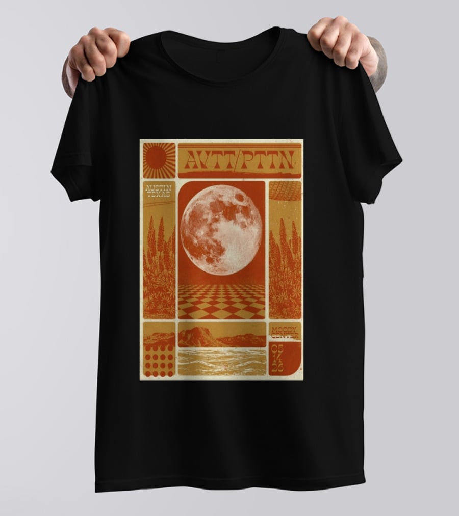 The Avett Brothers AWT PTTN Moon Checkered Austin Texas Moody Center May 14 2026 T-Shirt