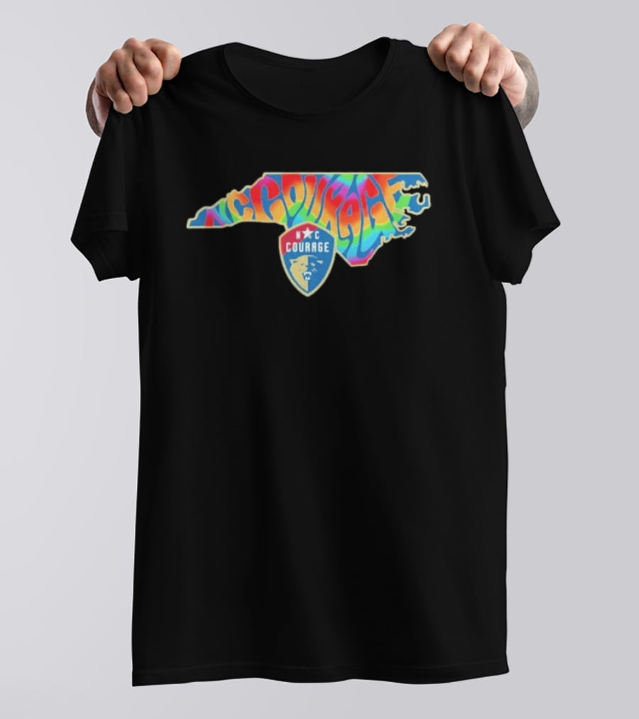 North Carolina Courage Pride State Rainbow Map T-Shirt