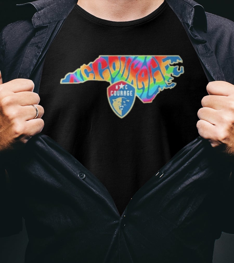 North Carolina Courage Pride State Rainbow Map T-Shirt