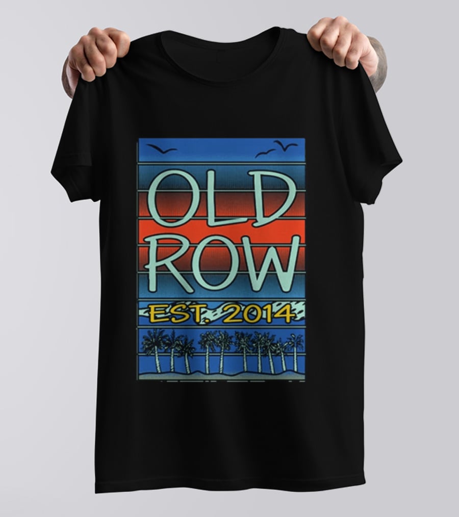 Old Row Est. 2014 Palm Scene Sunset Stripes T-Shirt
