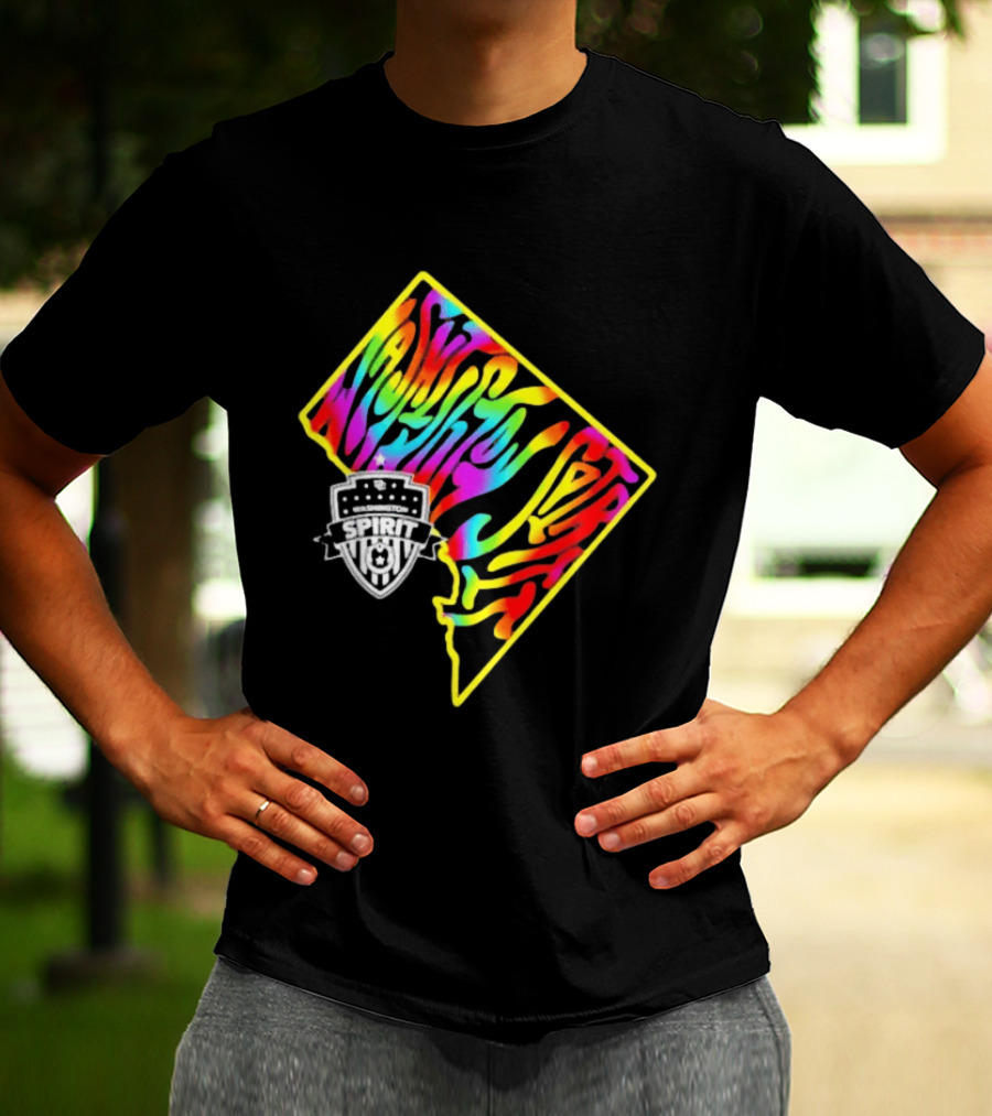 Washington Spirit Groovy Pride Rainbow State Map T-Shirt