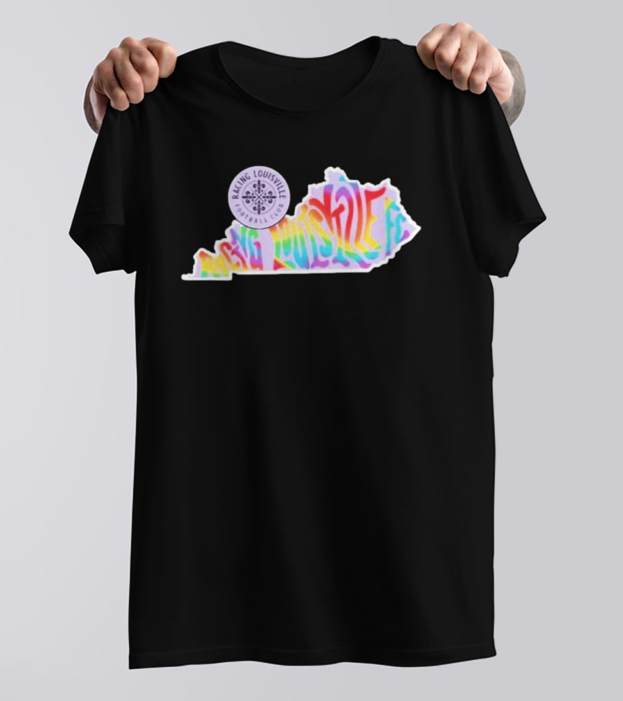 Racing Louisville FC Pride Kentucky State Map Groovy T-Shirt