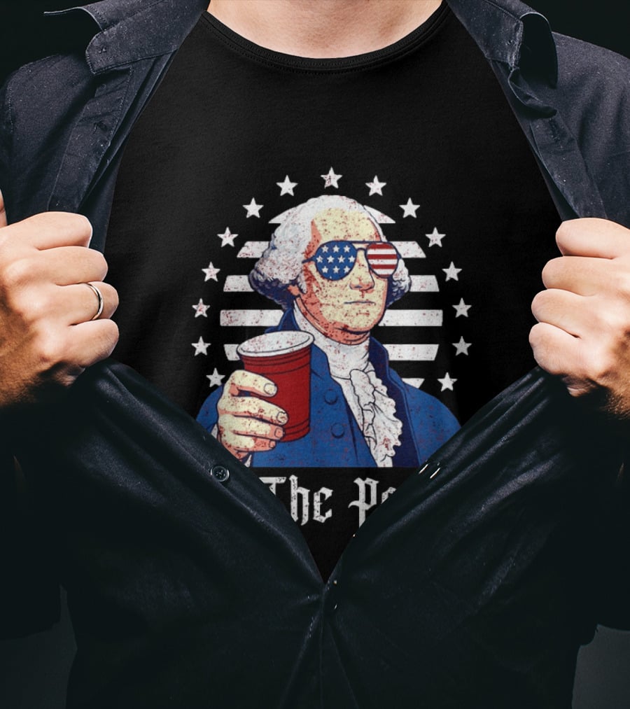 We The People George Washington Patriotic American Flag Sunglasses T-Shirt