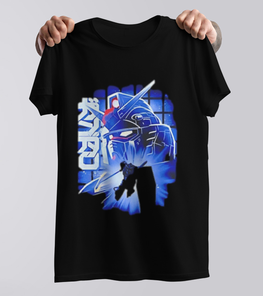 RX 78 2 Mobile Suit Gundam Fighter Neon Blue T-Shirt