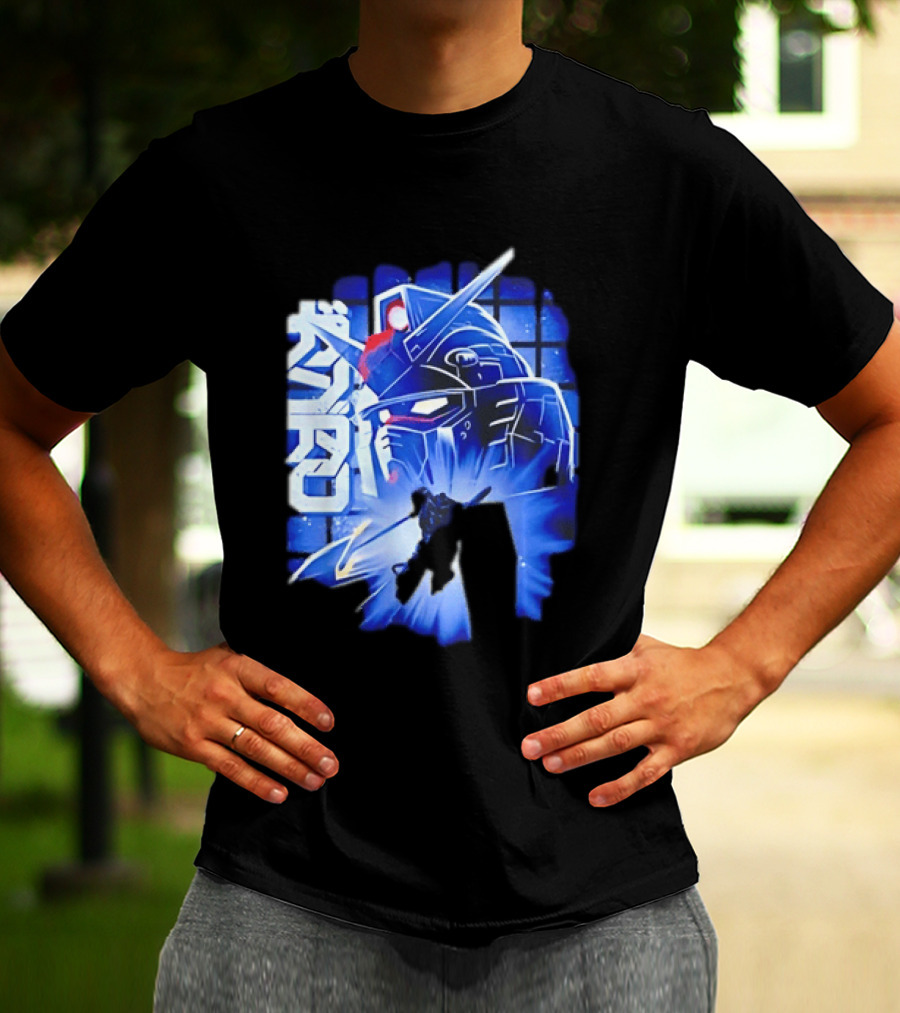 RX 78 2 Mobile Suit Gundam Fighter Neon Blue T-Shirt