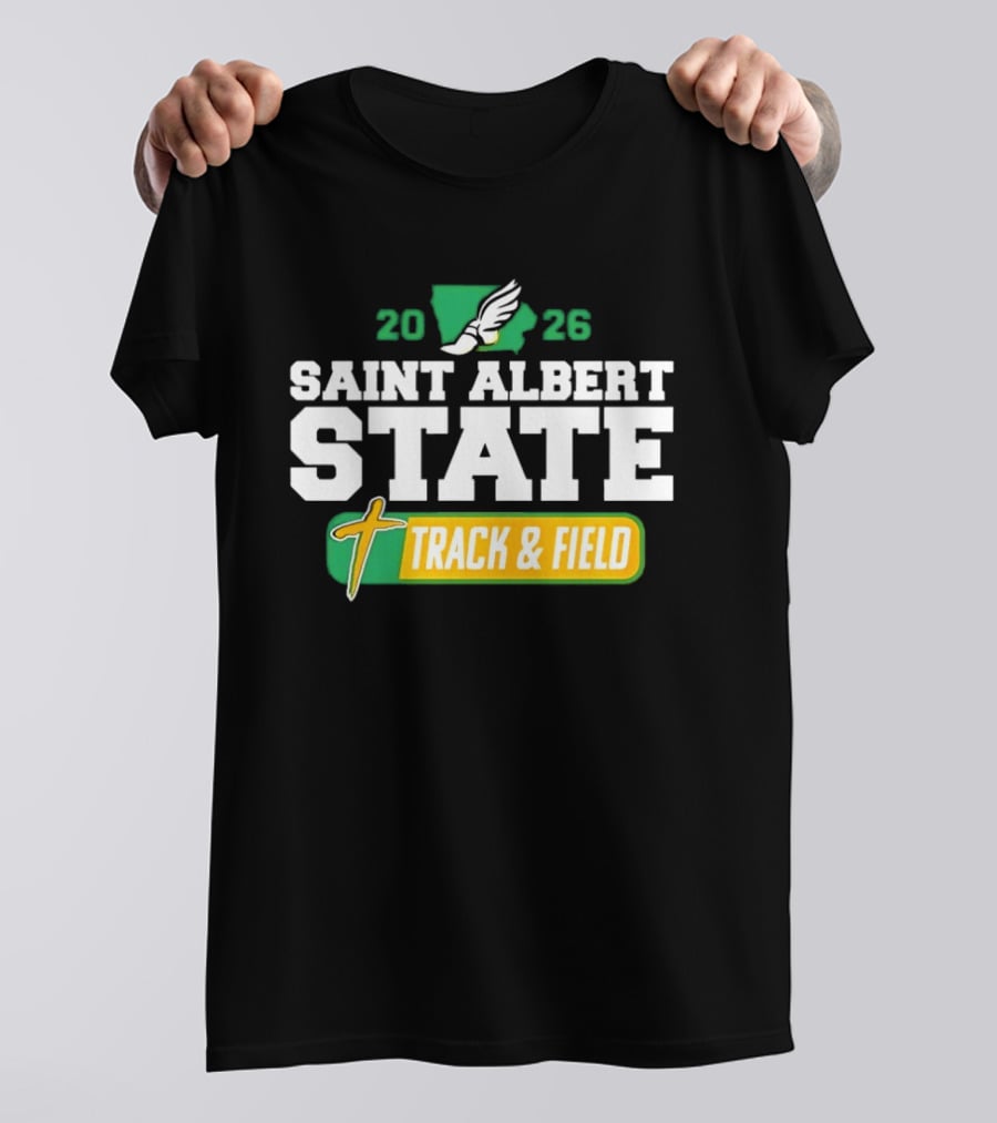 Saint Albert State 2026 Track & Field Winged Shoe T-Shirt