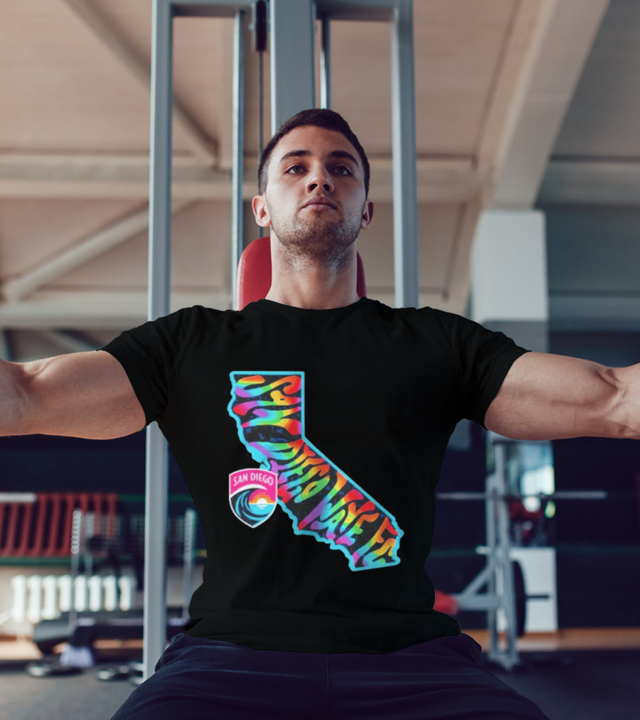 San Diego Wave FC Groovy Pride California Map T-Shirt