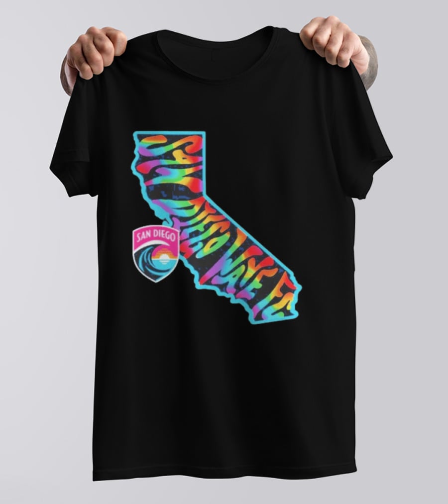 San Diego Wave FC Groovy Pride California Map T-Shirt