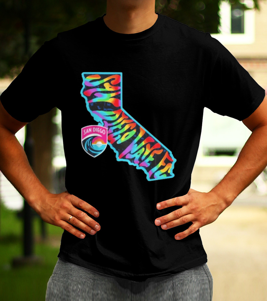 San Diego Wave FC Groovy Pride California Map T-Shirt