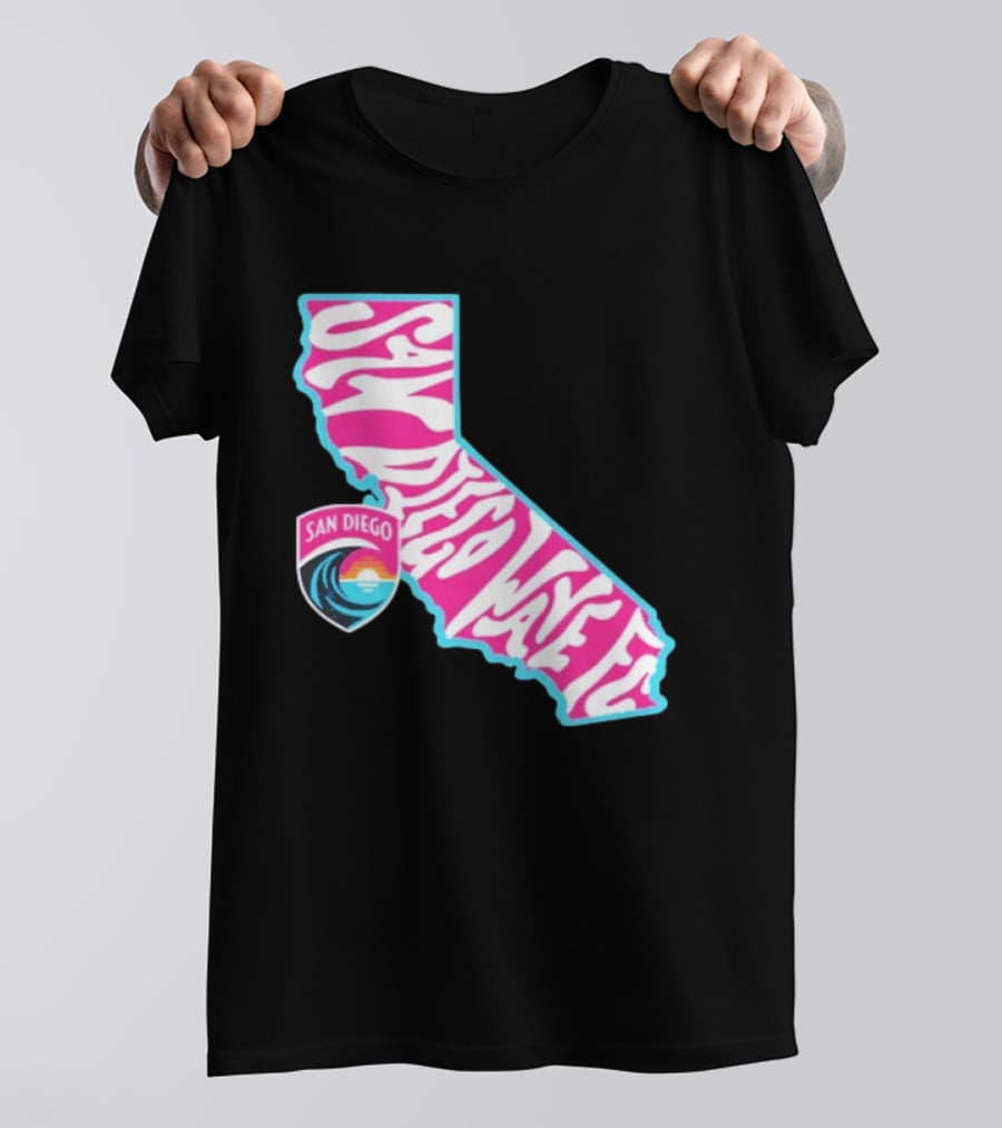 San Diego Wave FC Groovy California Pink State T-Shirt