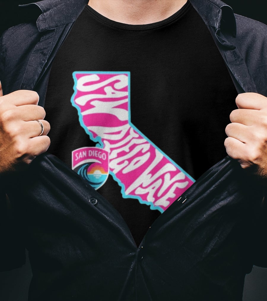 San Diego Wave FC Groovy California Pink State T-Shirt