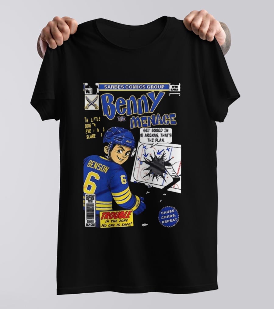 Sarbes Comics Benny The Menace Zach Benson Trouble Buffalo Sabres Hockey T-Shirt