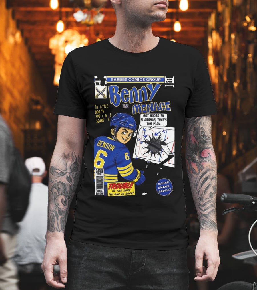 Sarbes Comics Benny The Menace Zach Benson Trouble Buffalo Sabres Hockey T-Shirt