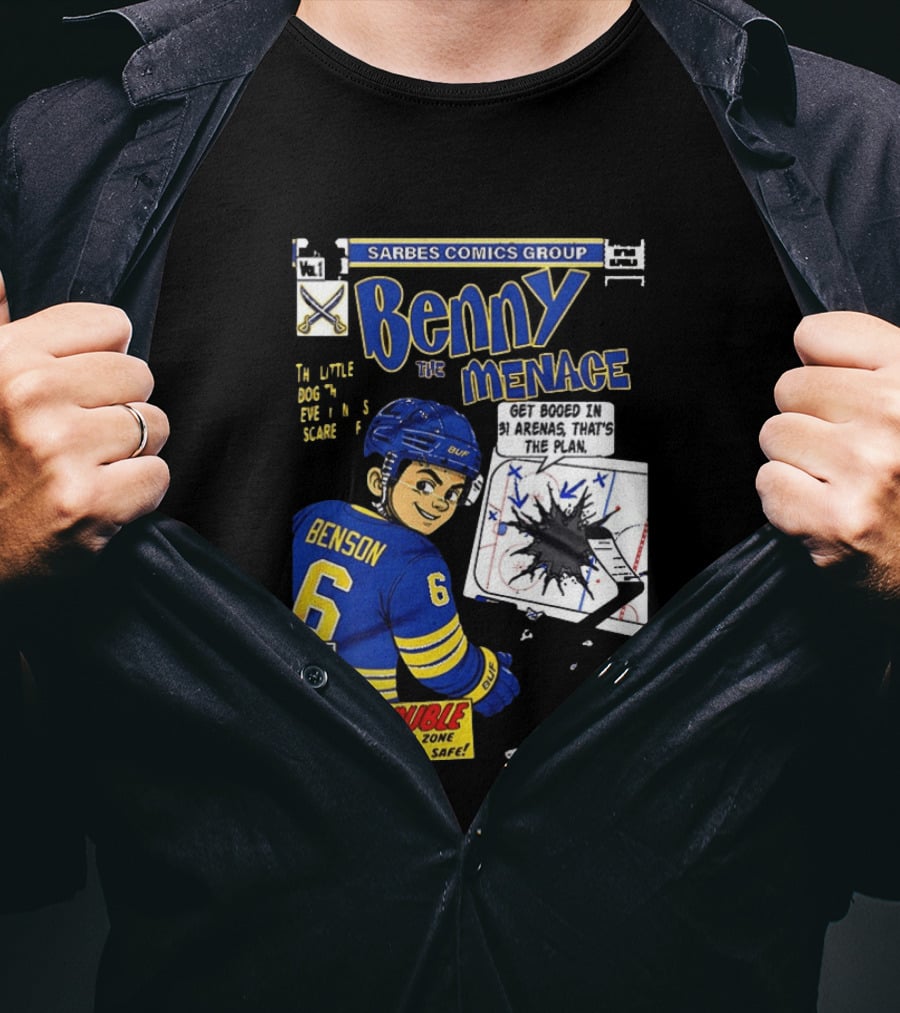 Sarbes Comics Benny The Menace Zach Benson Trouble Buffalo Sabres Hockey T-Shirt