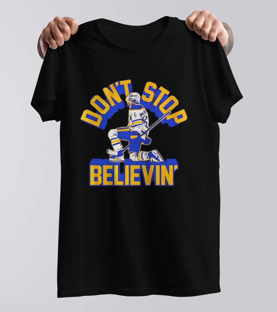Buffalo Sabres Zach Benson Number 6 Don't Stop Believin T-Shirt