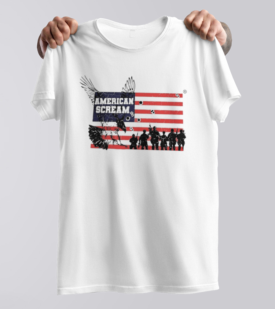 American Scream Soldiers USA Flag Eagle T-Shirt