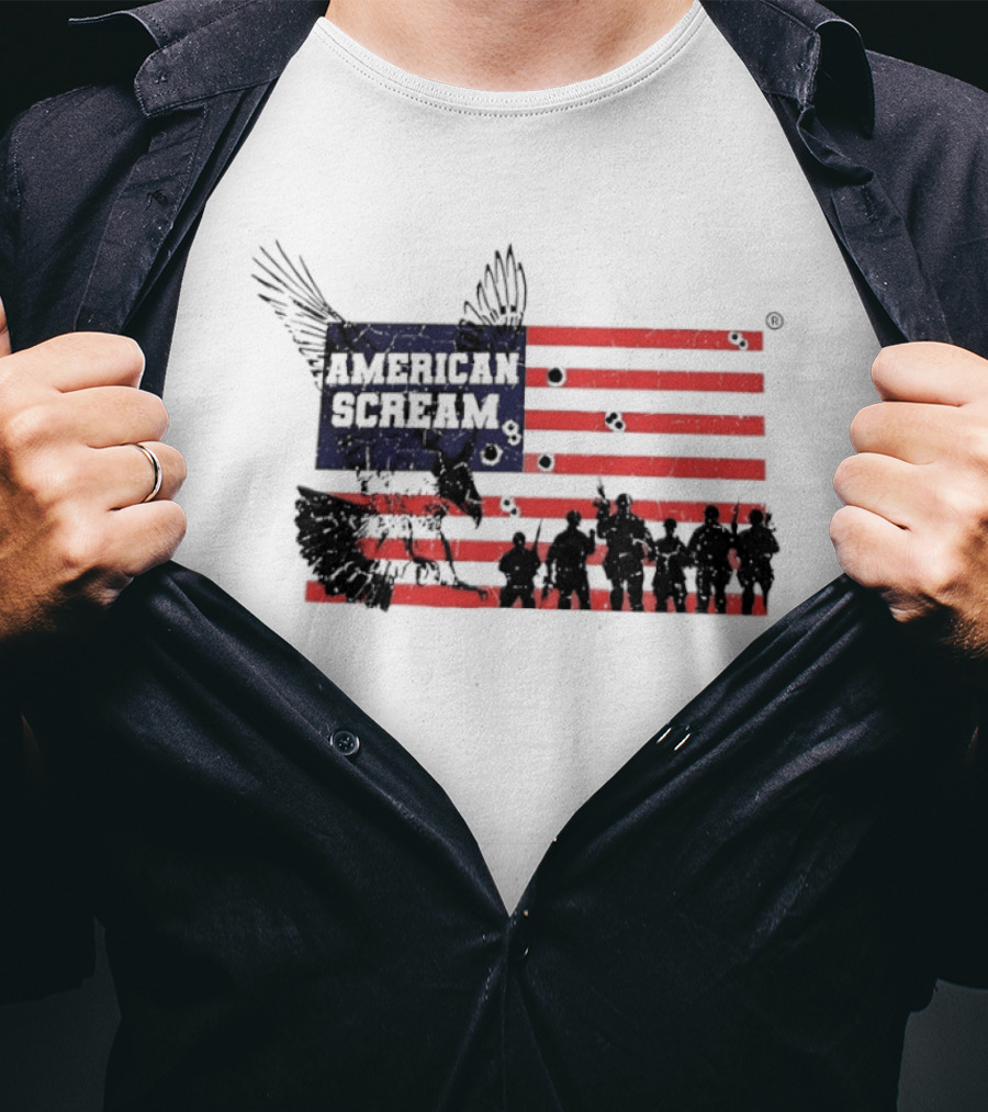American Scream Soldiers USA Flag Eagle T-Shirt