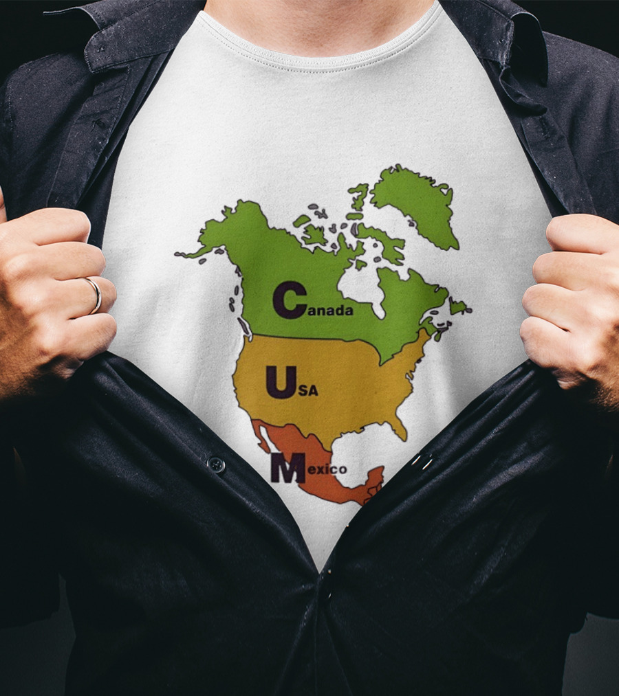 Canada USA Mexico Map CUM Bold Letters T-Shirt