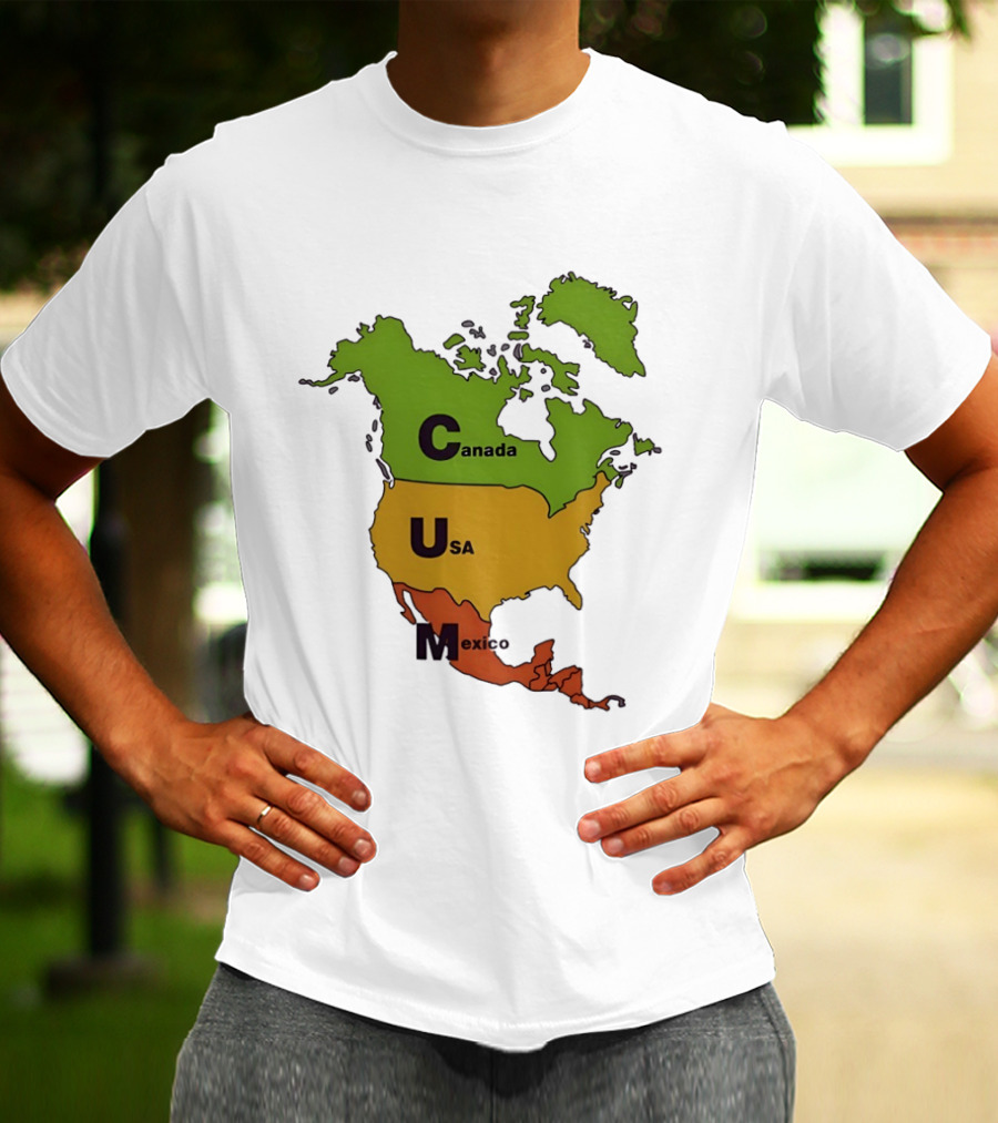 Canada USA Mexico Map CUM Bold Letters T-Shirt