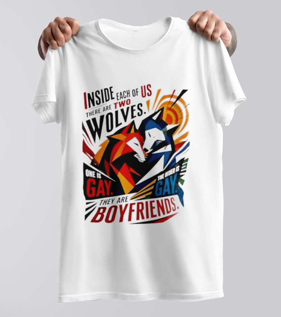 Inside Each Of Us There Are Two Wolves One Is Gay The Other Is Gay They Are Boyfriends T-Shirt