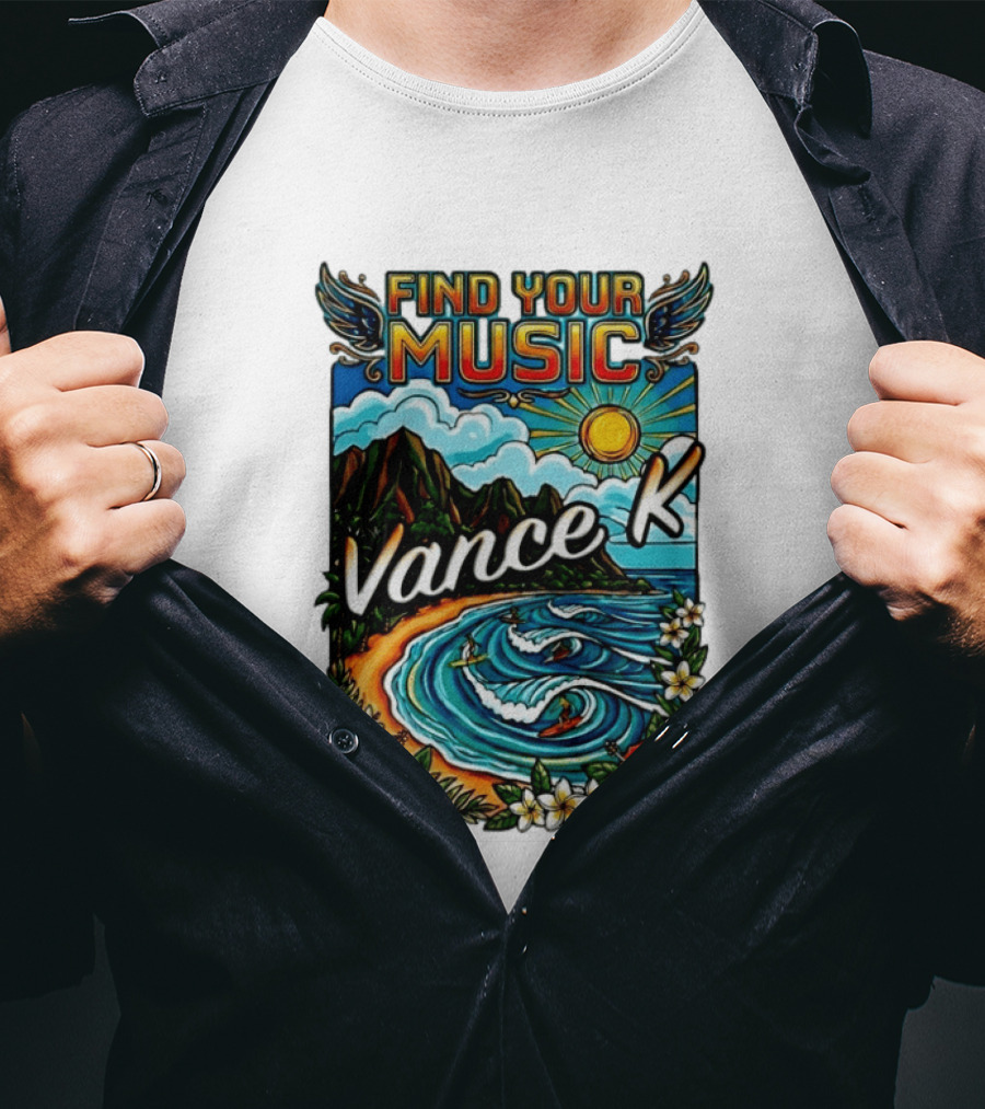 Find Your Music Vance K Tropical Surfing Paradise T-Shirt