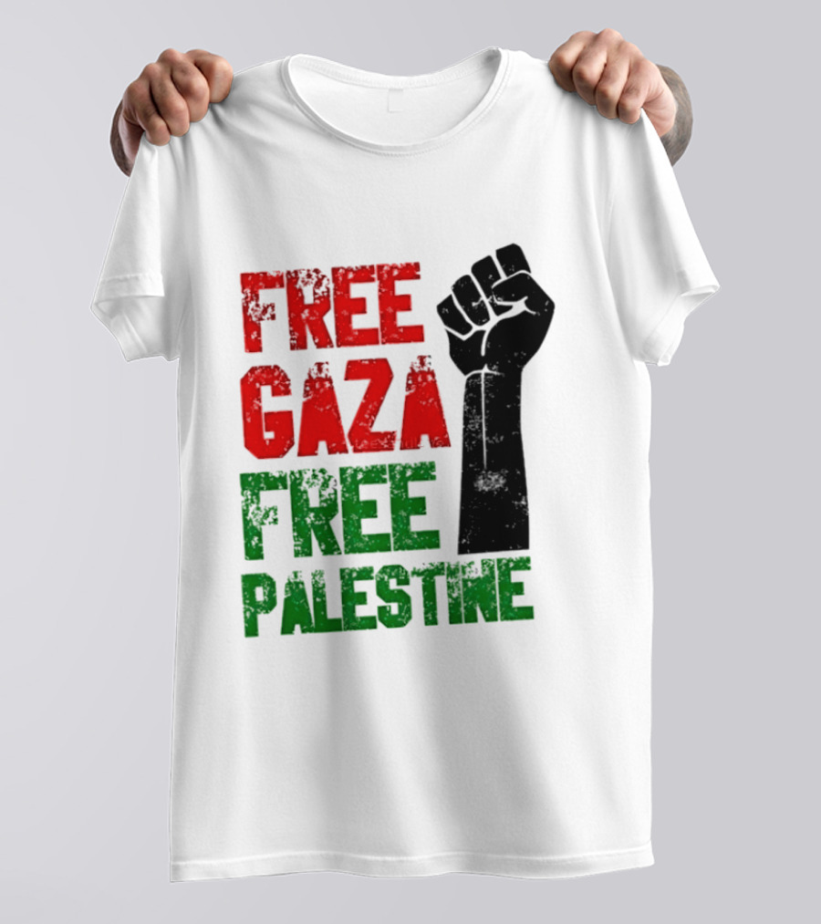 Free Gaza Free Palestine Raised Fist T-Shirt