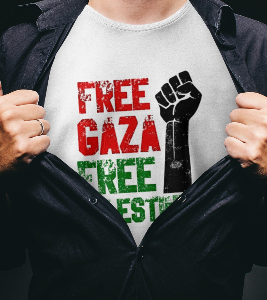 Free Gaza Free Palestine Raised Fist T-Shirt