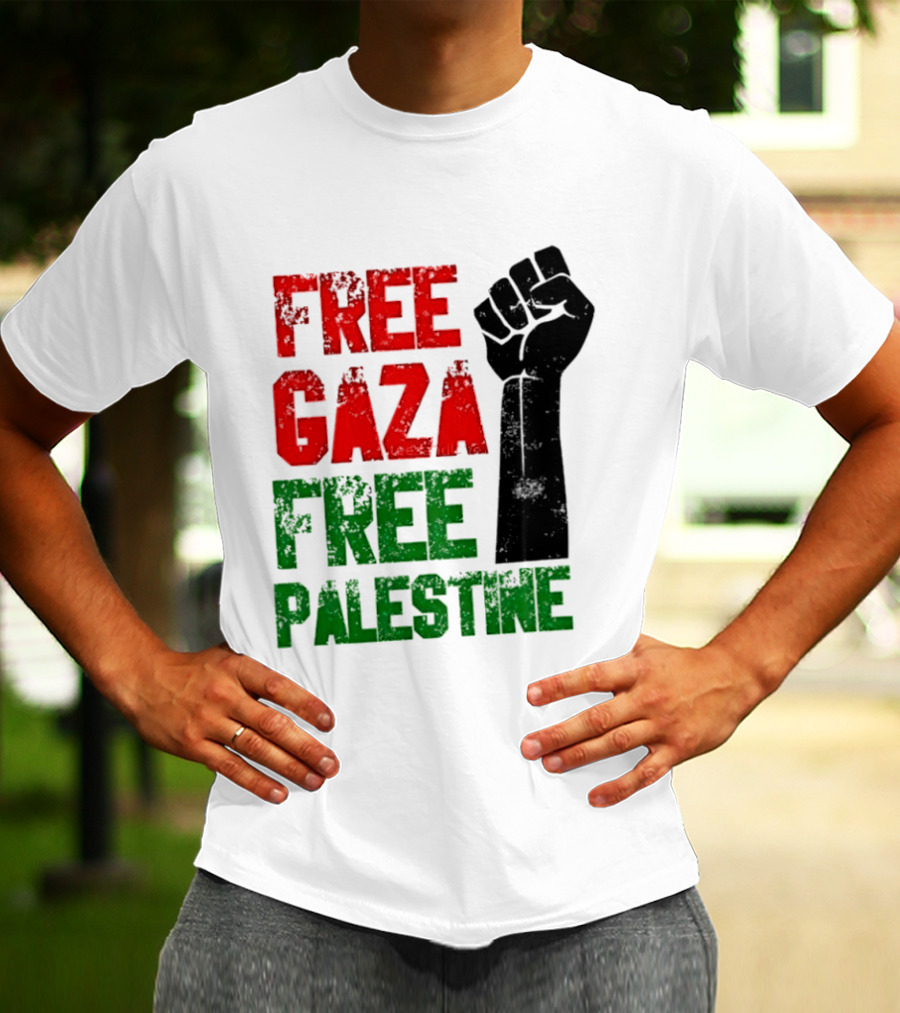 Free Gaza Free Palestine Raised Fist T-Shirt