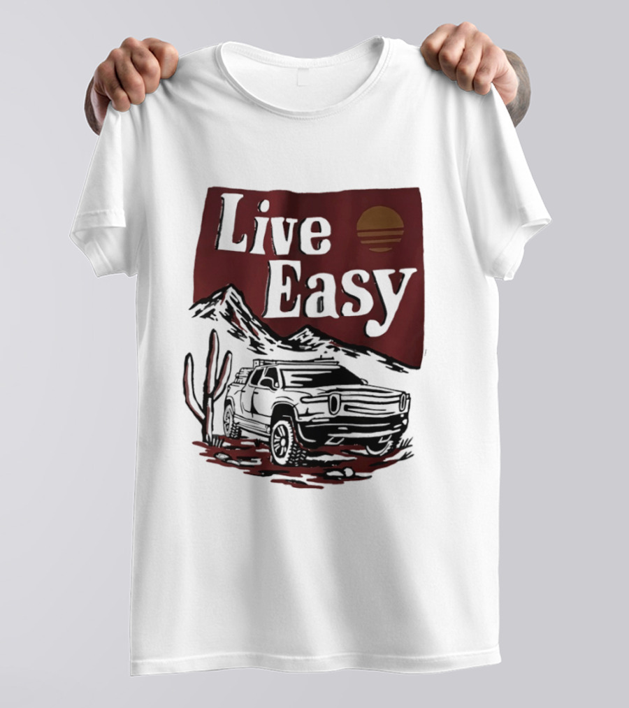 Live Easy Bronco Car Desert Adventure Sunset T-Shirt