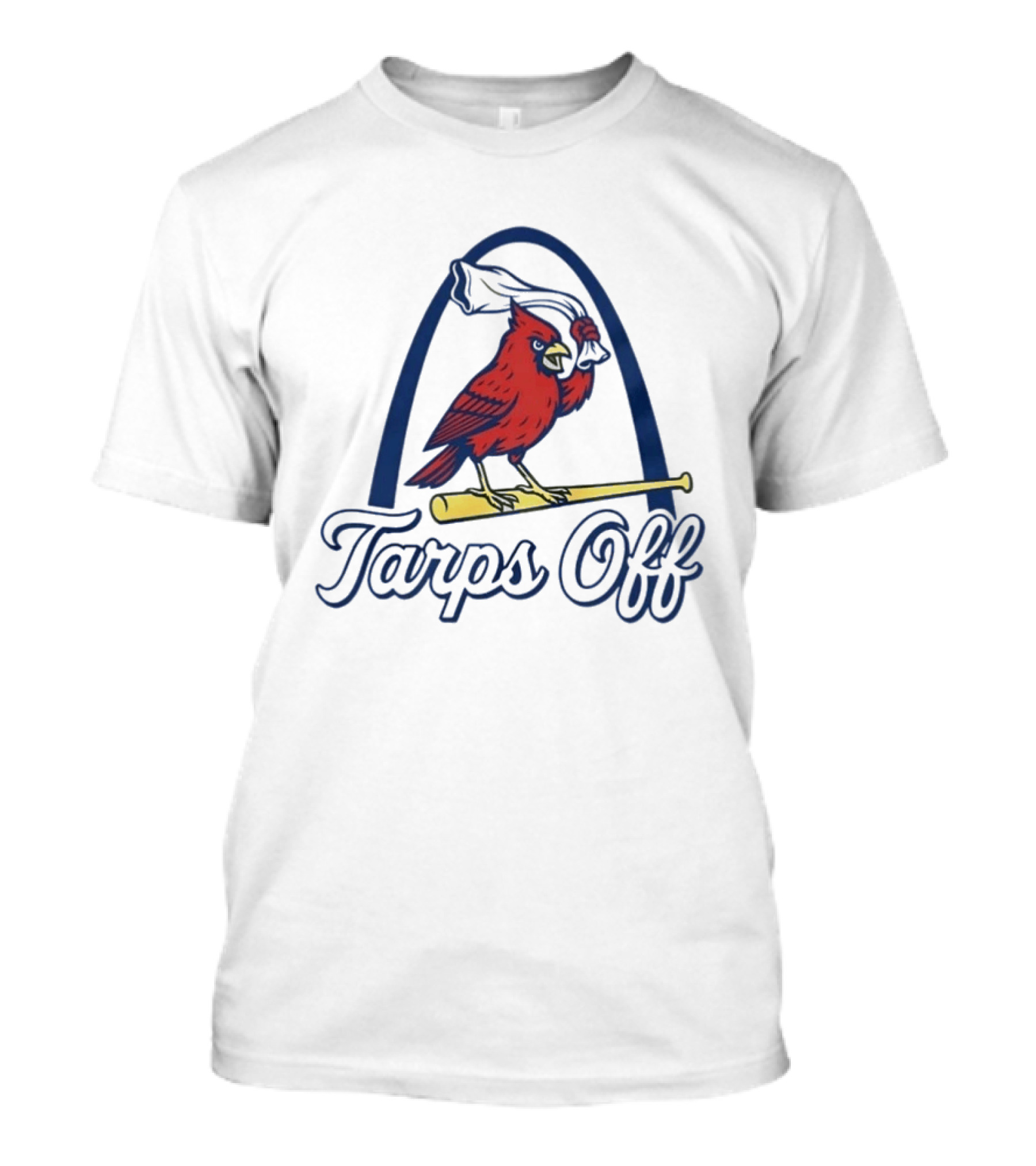 St. Louis Cardinals Tarps Off Bird Logo Arch Baseball T-Shirt