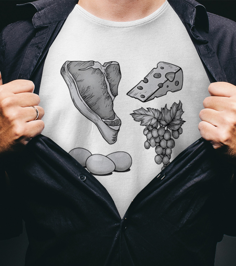 Steak Cheese Eggs Grape Juice Food T-Shirt