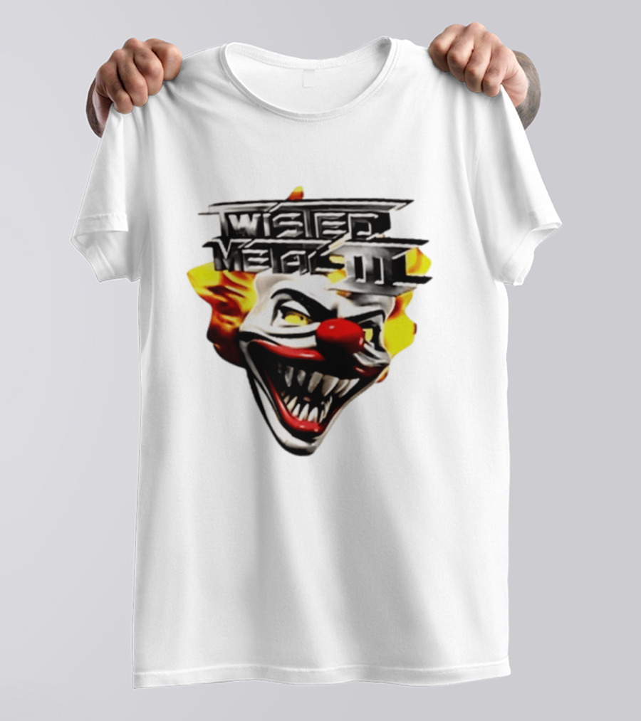 Twisted Metal III Sweet Tooth Clown Face Fiery Hair T-Shirt