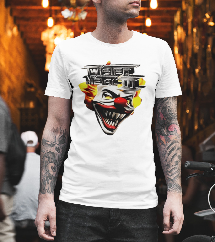 Twisted Metal III Sweet Tooth Clown Face Fiery Hair T-Shirt
