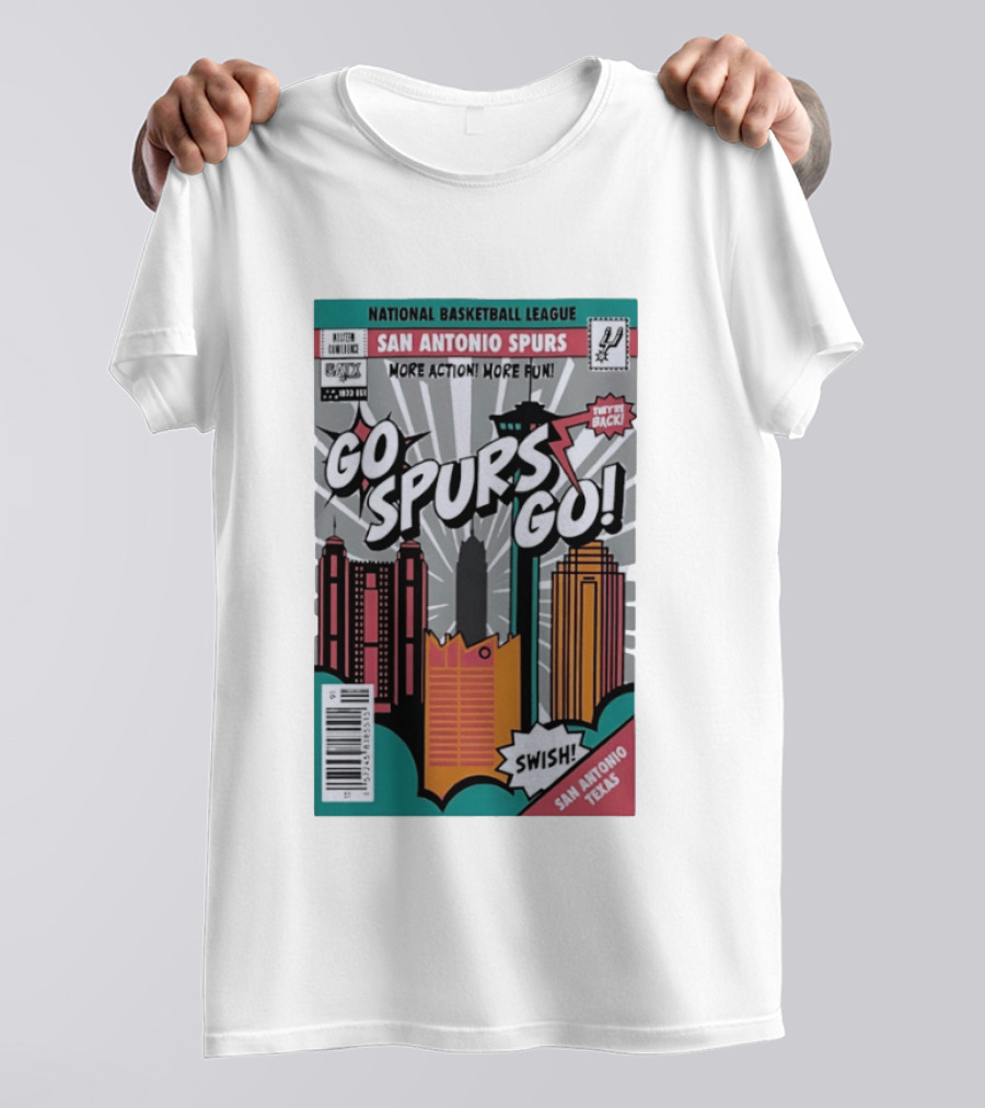 National Basketball League San Antonio Spurs More Action More Fun Go Spurs Go Swish Back Texas T-Shirt