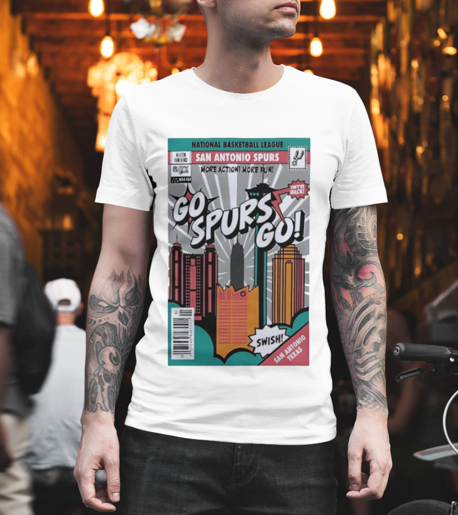 National Basketball League San Antonio Spurs More Action More Fun Go Spurs Go Swish Back Texas T-Shirt