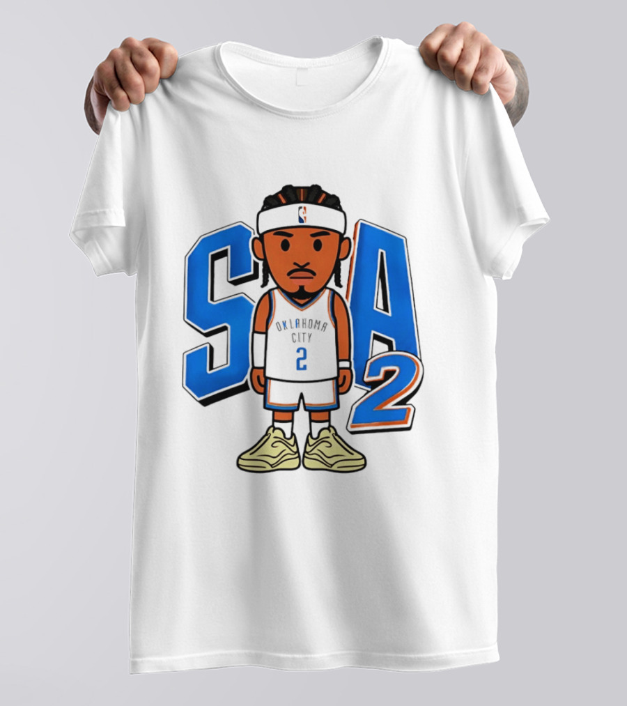 Shai Gilgeous Alexander Oklahoma City 2 Blue SA Caricature T-Shirt