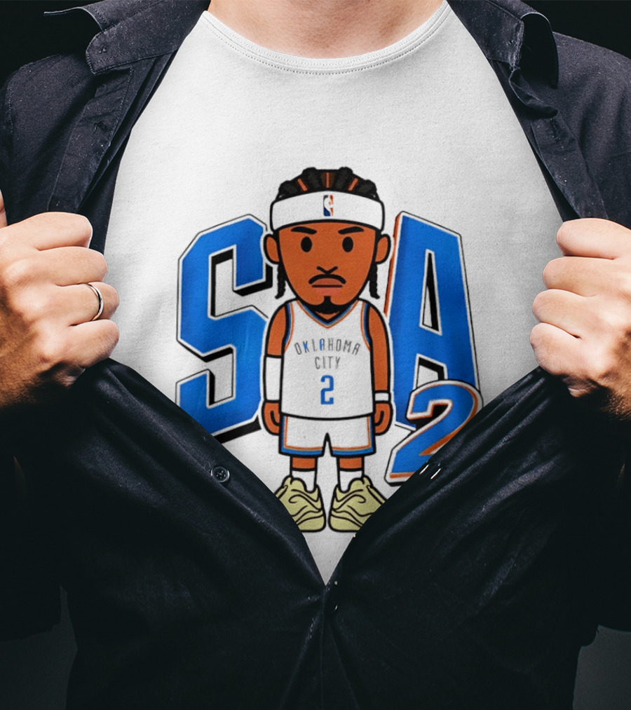 Shai Gilgeous Alexander Oklahoma City 2 Blue SA Caricature T-Shirt