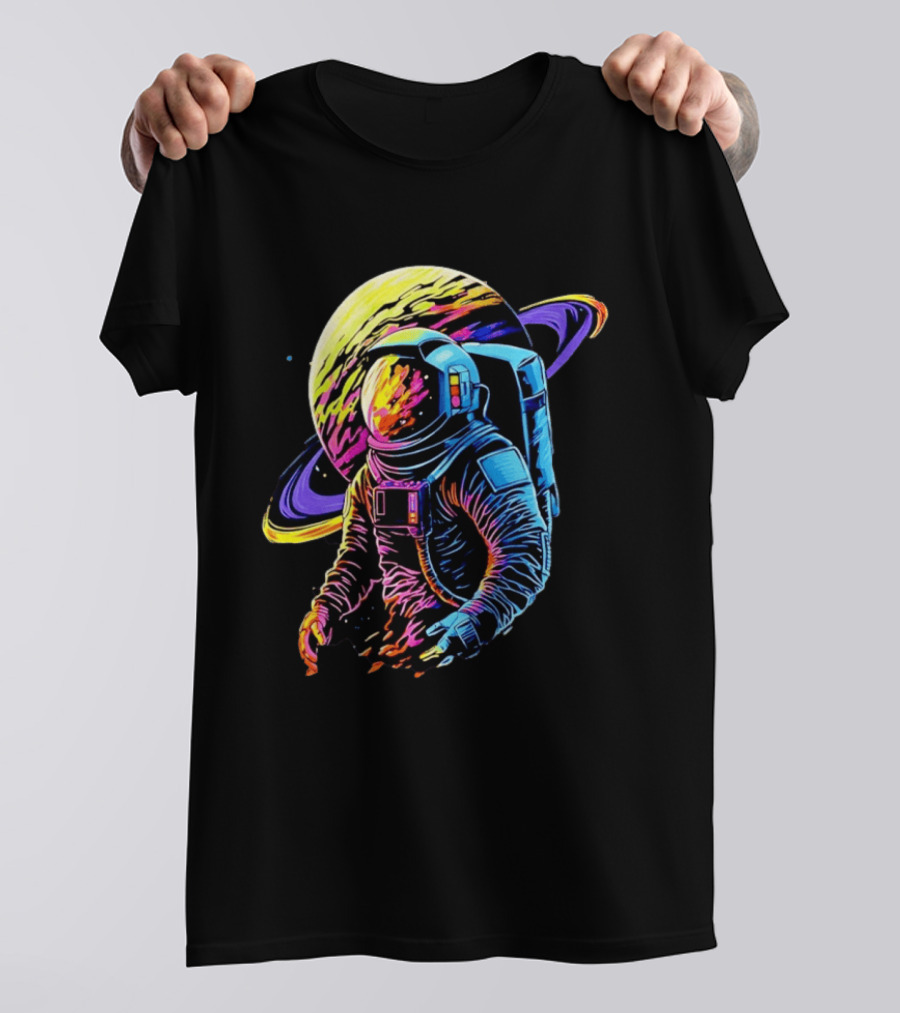 Astronaut Neon Into The Am Saturn Space Adventure T-Shirt