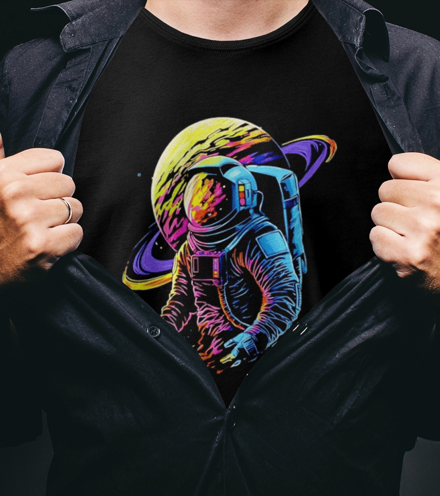 Astronaut Neon Into The Am Saturn Space Adventure T-Shirt