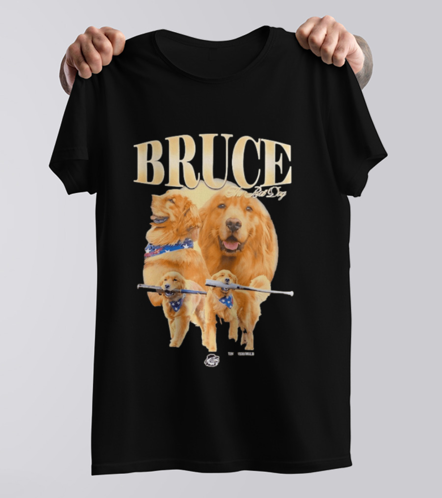 Bruce The Bat Dog Rochester Red Wings Baseball Golden Retriever T-Shirt