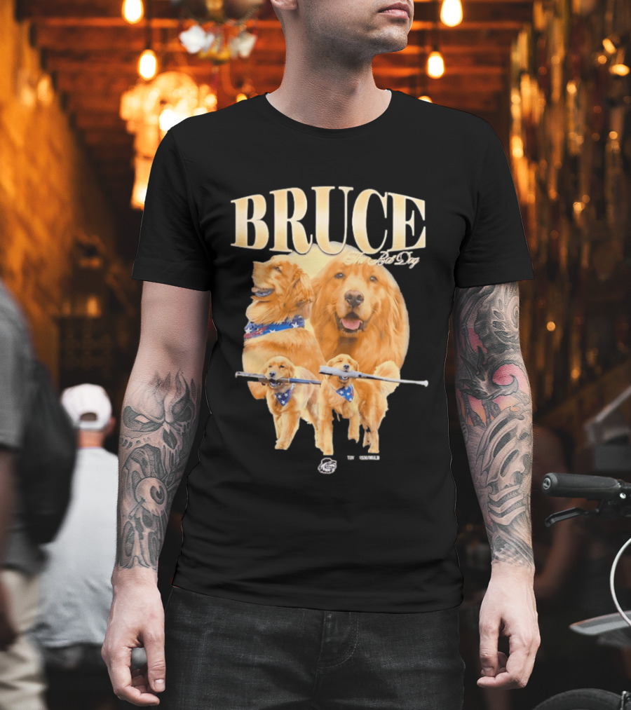 Bruce The Bat Dog Rochester Red Wings Baseball Golden Retriever T-Shirt