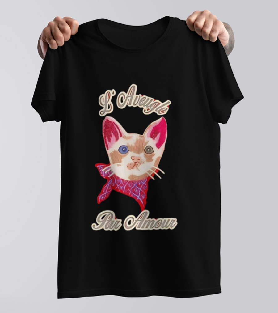 L'Aveugle Par Amour Cute Cat With Red Bandana T-Shirt