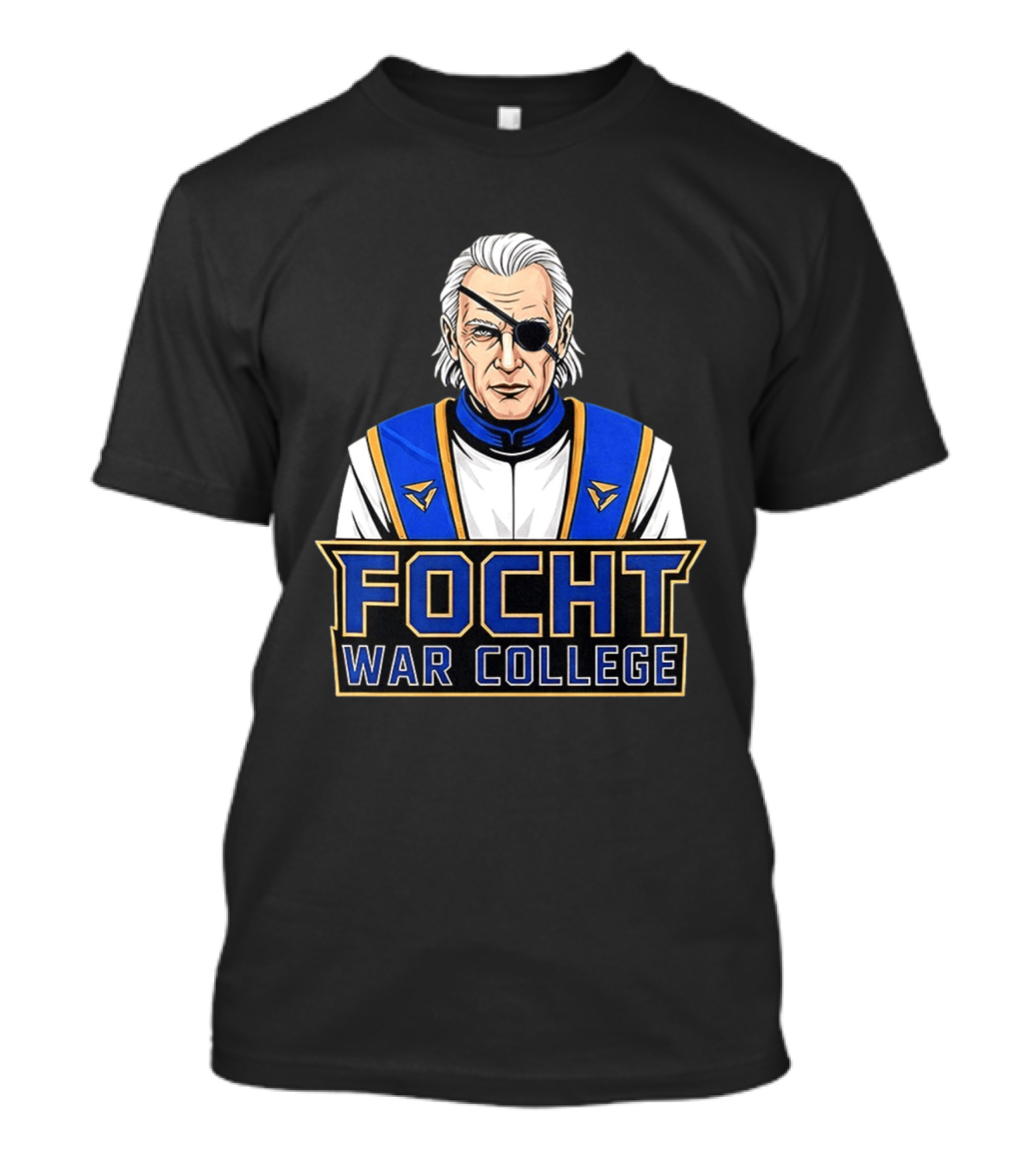 Focht War College Eyepatch Commander Blue And Gold Uniform T-Shirt