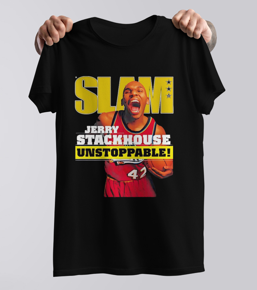 Jerry Stackhouse SLAM Unstoppable Detroit Pistons 42 Hardwood Classics Basketball T-Shirt