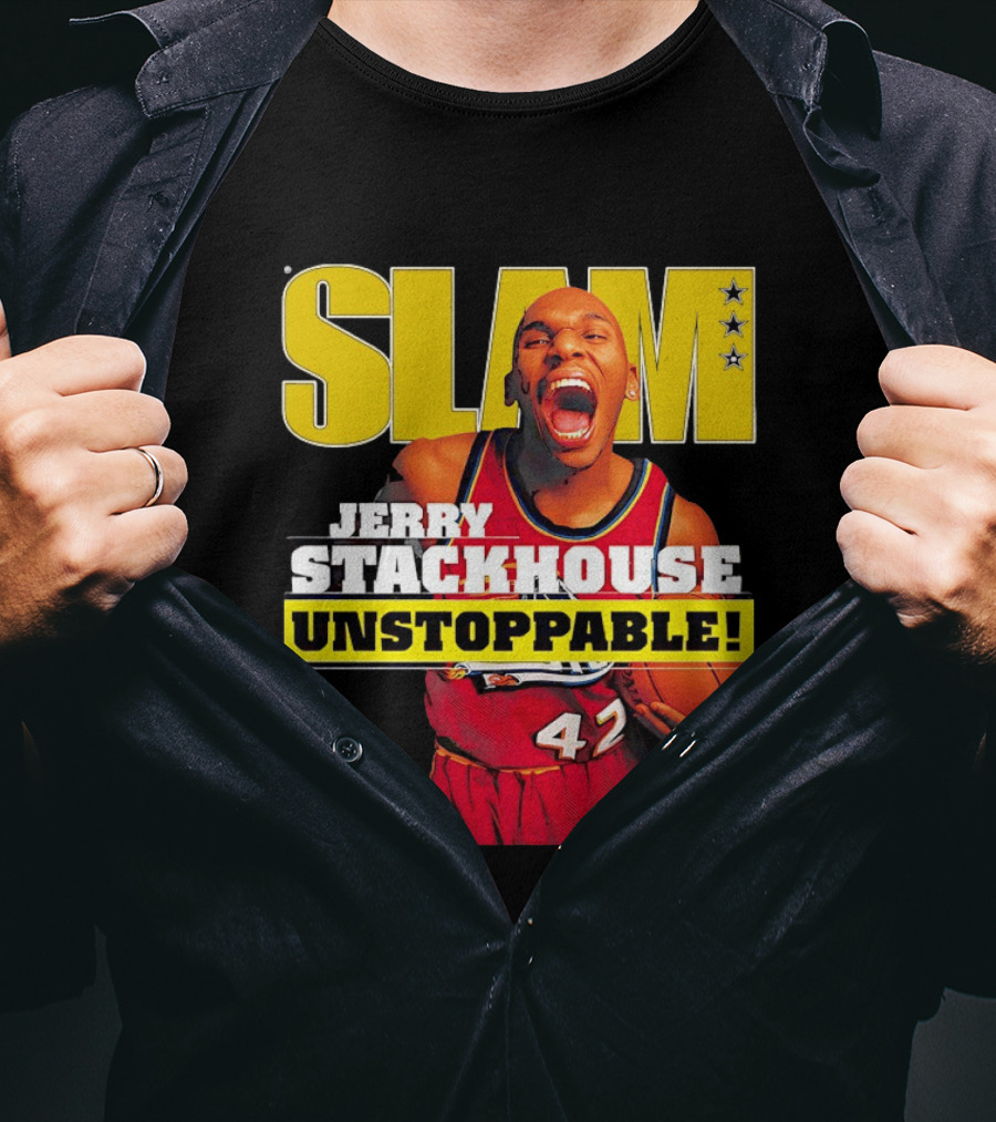 Jerry Stackhouse SLAM Unstoppable Detroit Pistons 42 Hardwood Classics Basketball T-Shirt