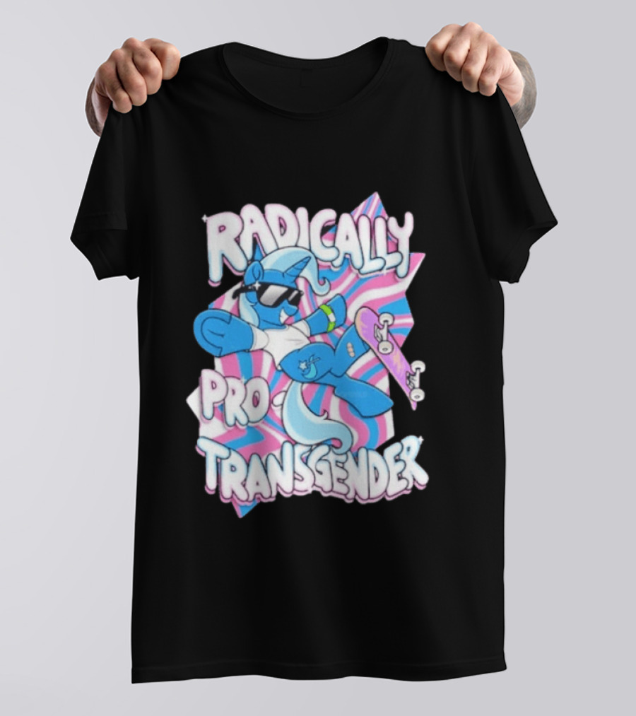 Radically Pro Transgender Skateboarding Unicorn With Sunglasses T-Shirt