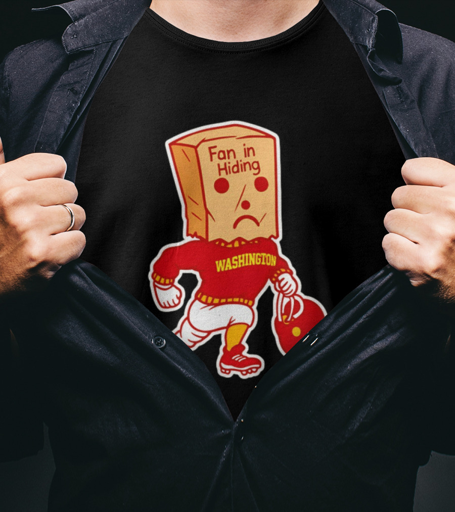 Washington Commanders Fan In Hiding Paper Bag Football Humor T-Shirt