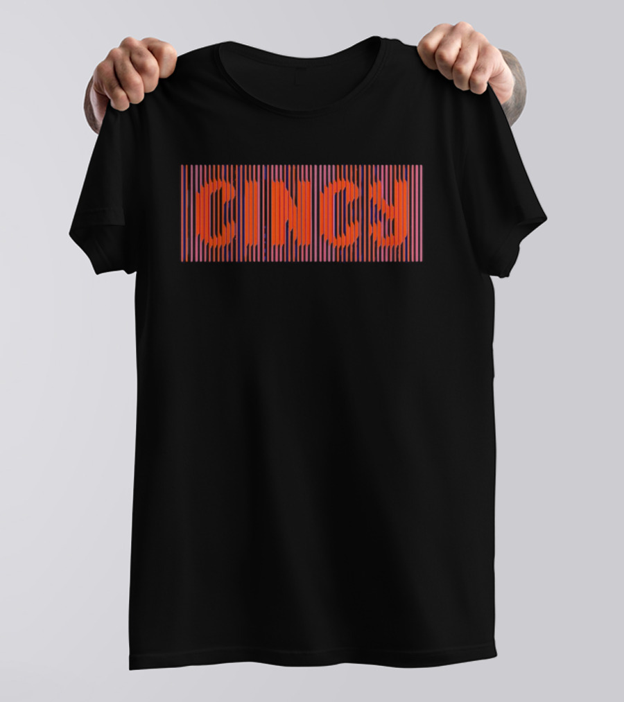 CINCY Line Font 2026 Retro Stripes T-Shirt